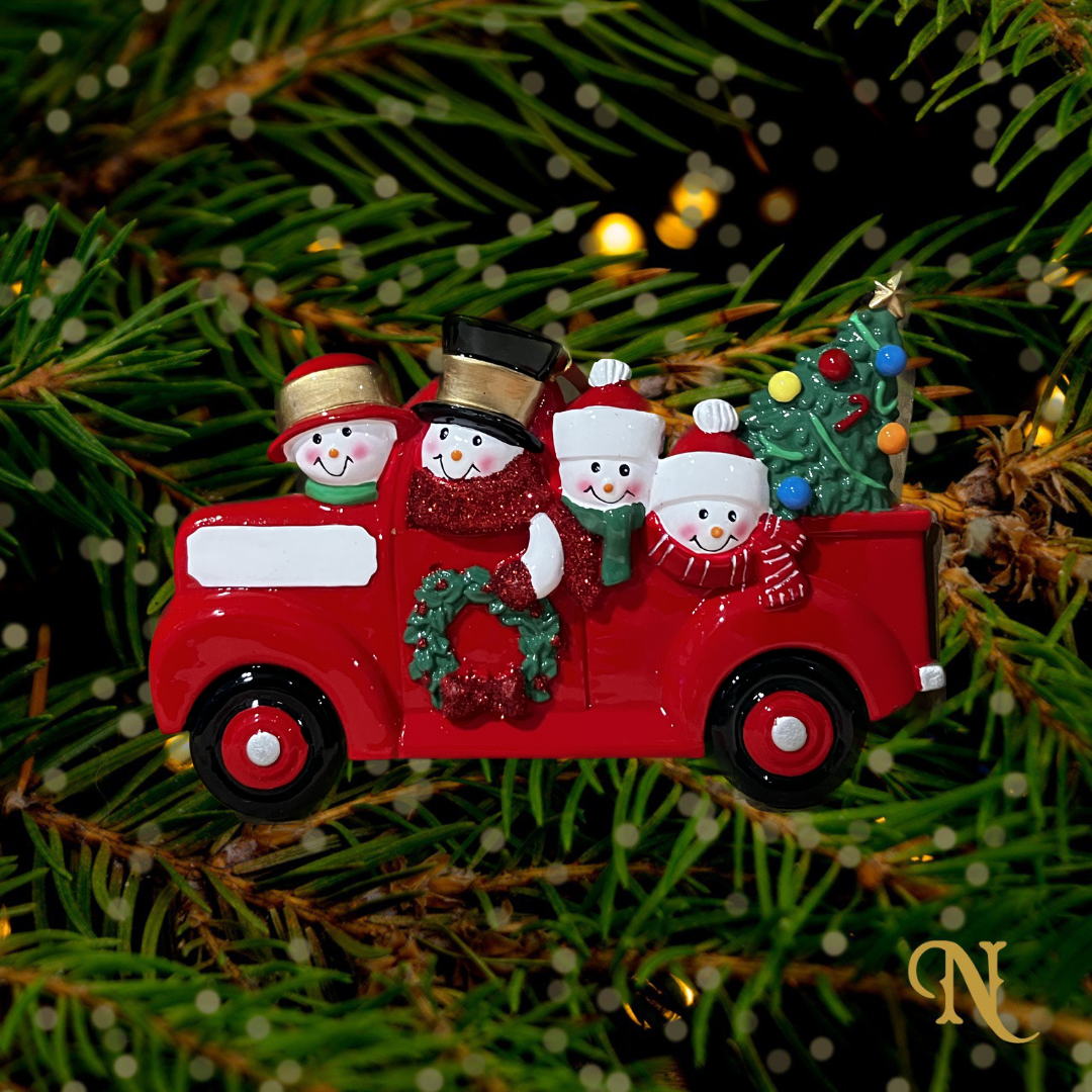 Tree Shopping Snow Family Four