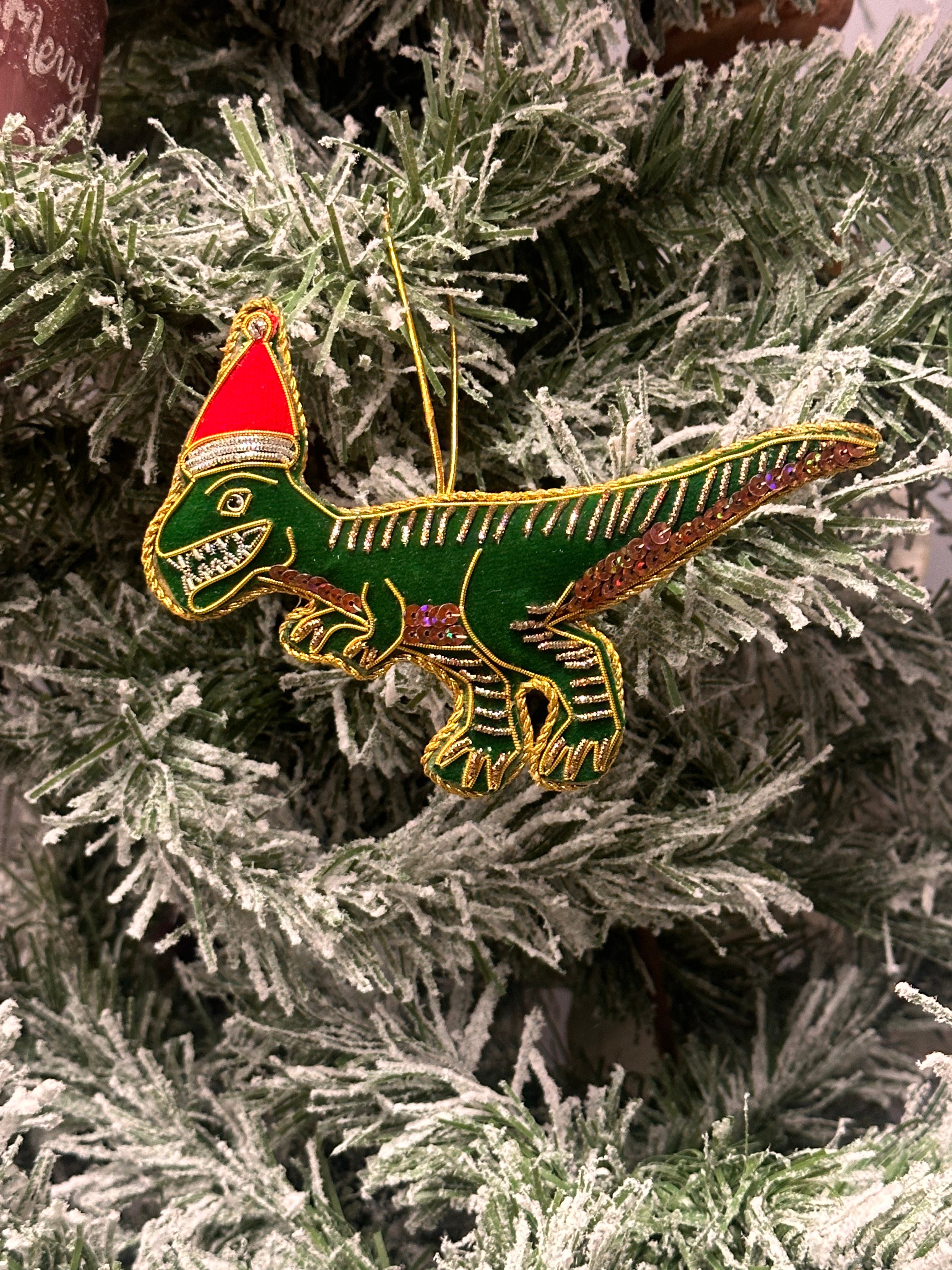 Hand Embroidered Dinosaur