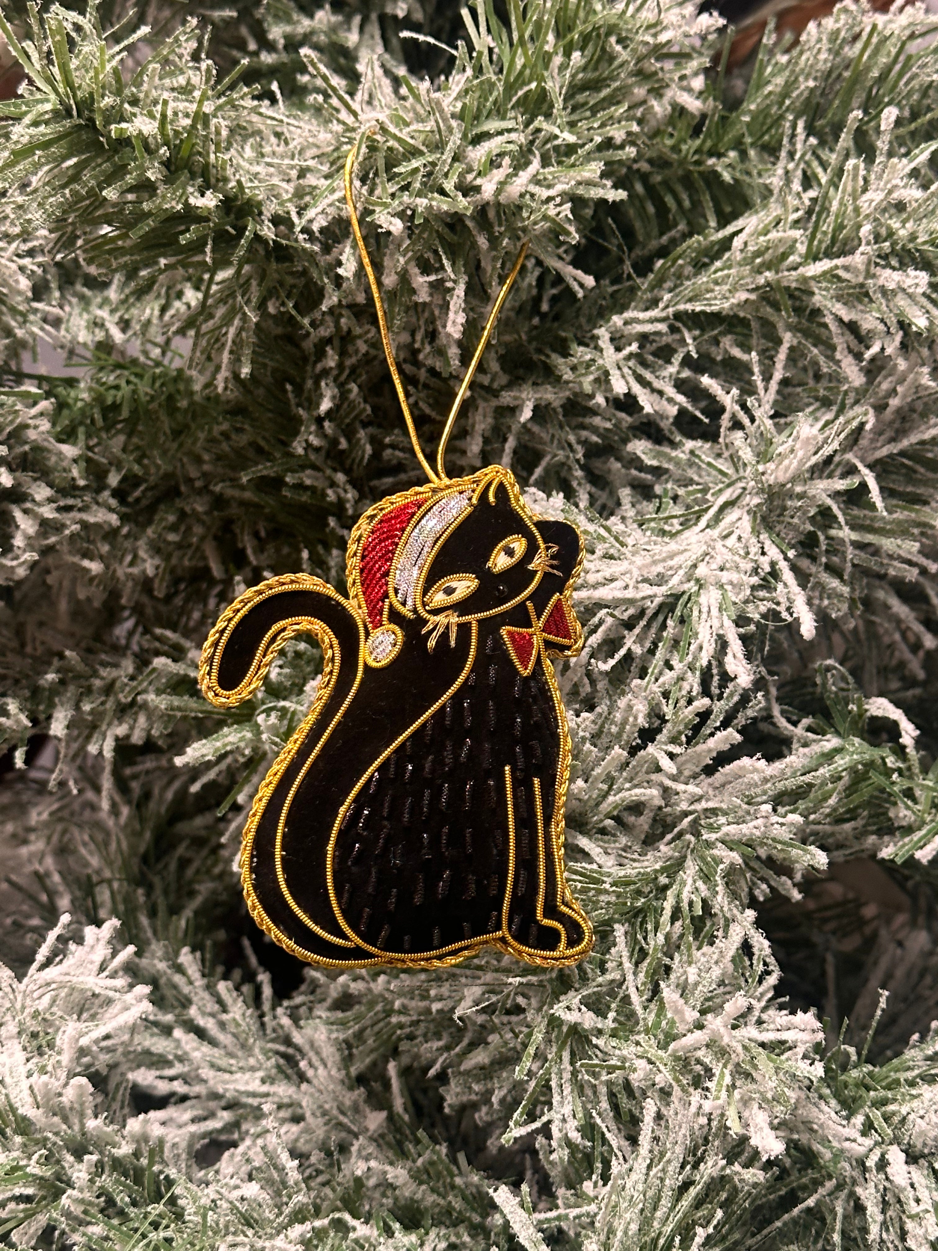 Hand Embroidered Black Cat
