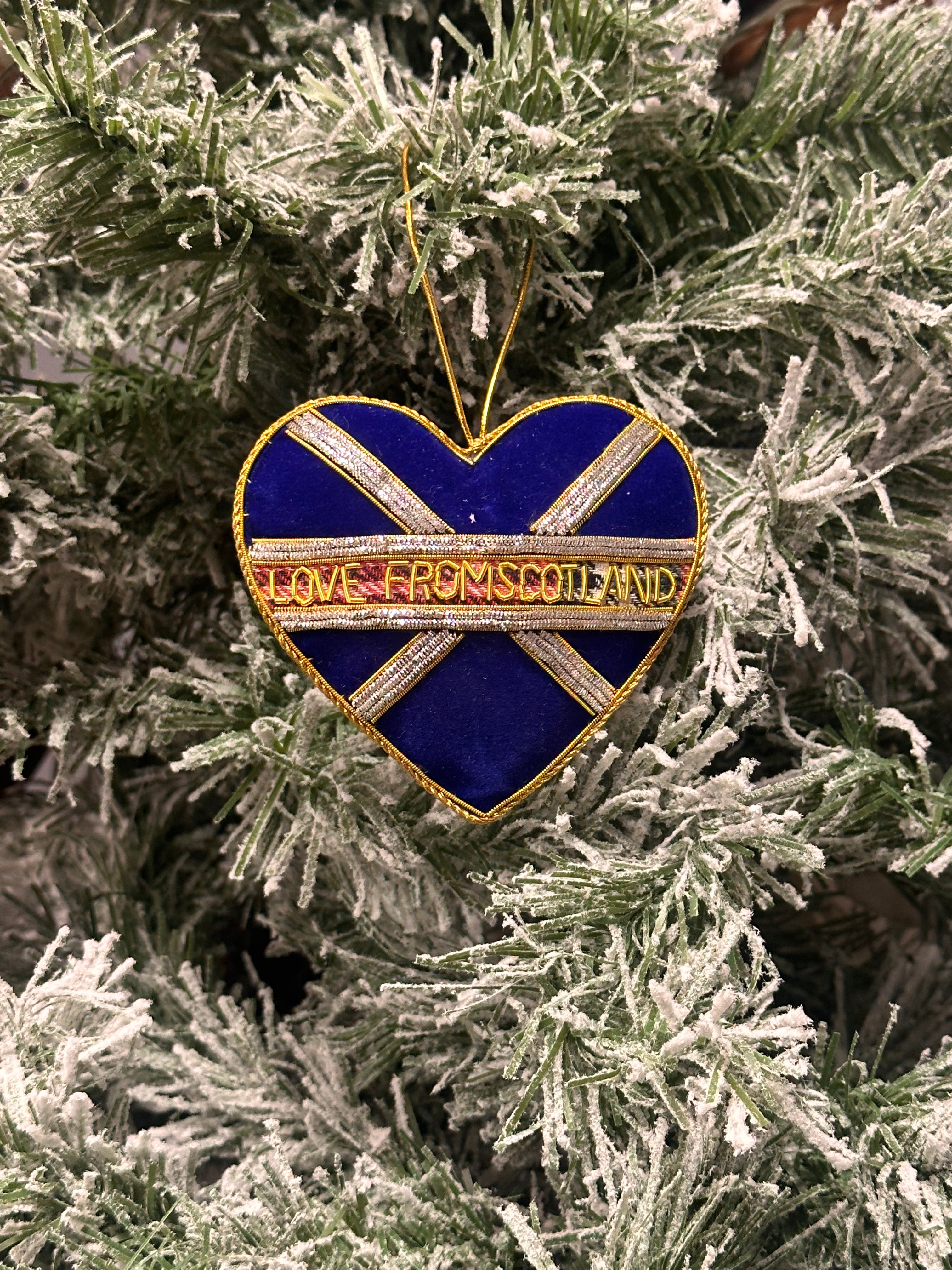 Hand Embroidered Love From Scotland Heart