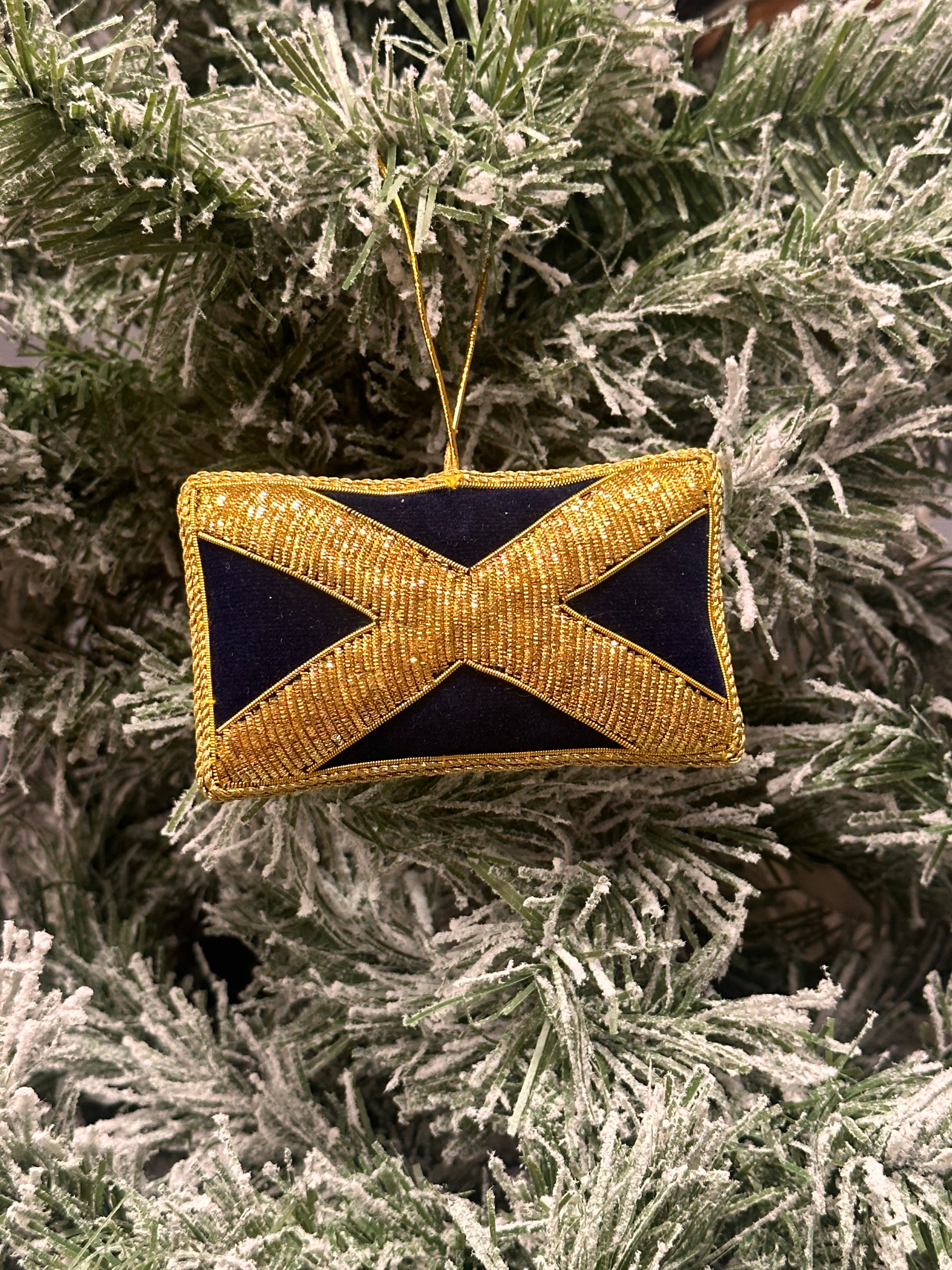 Hand Embroidered Gold Saltire